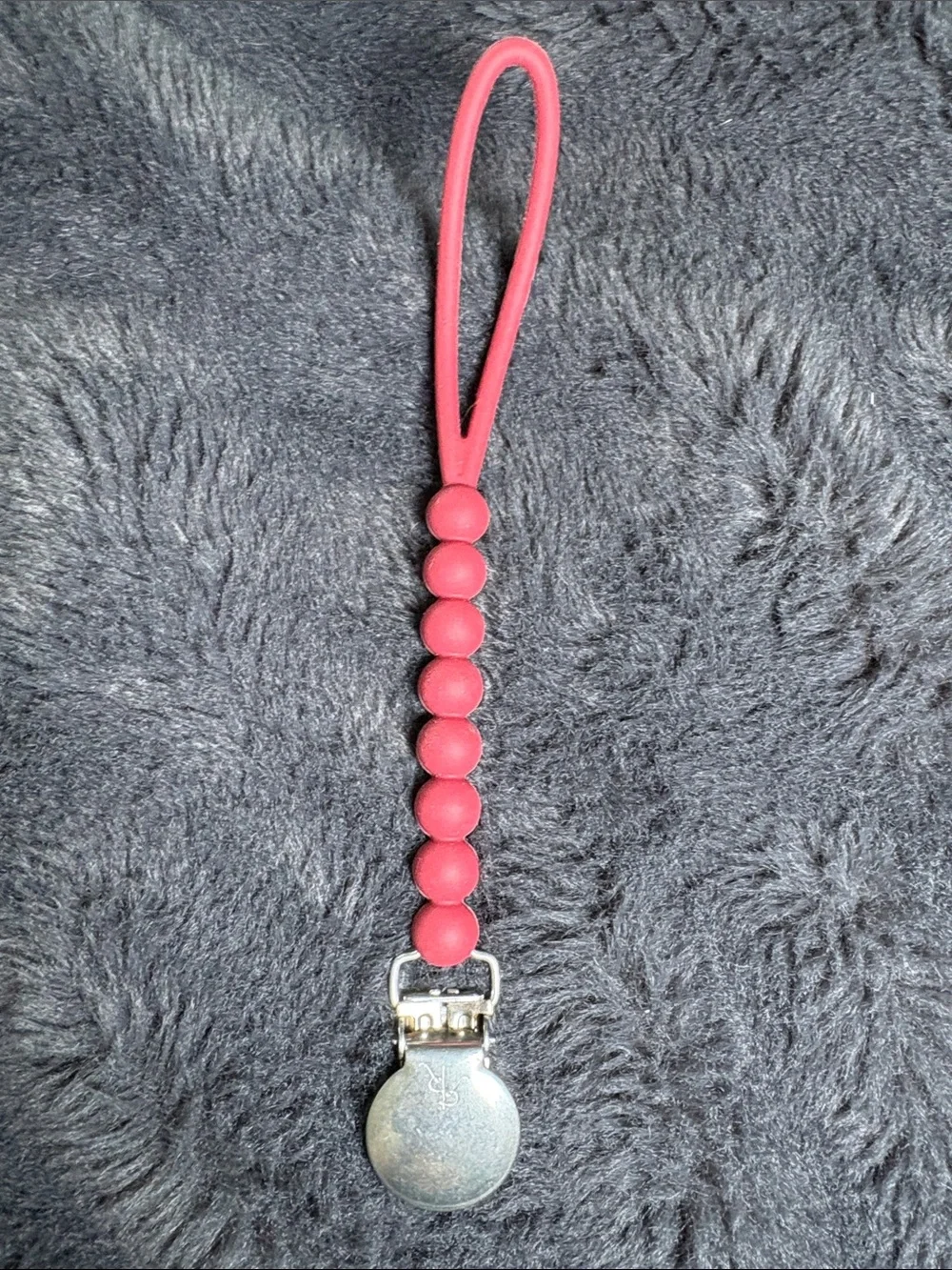 Silicone Bead Pacifier Clip - Rose Pink